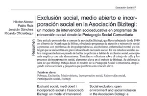 Exclusión social, medio abierto e incor­poración social en la Asociación Bizitegi: Un modelo de intervención socioeducativa en programas de reinserción social desde la Pedagogía Social Comunitaria.